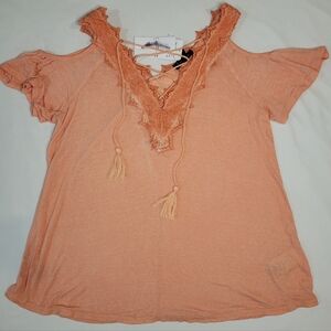 Jessica Simpson Coral Cold Shoulder Blouse